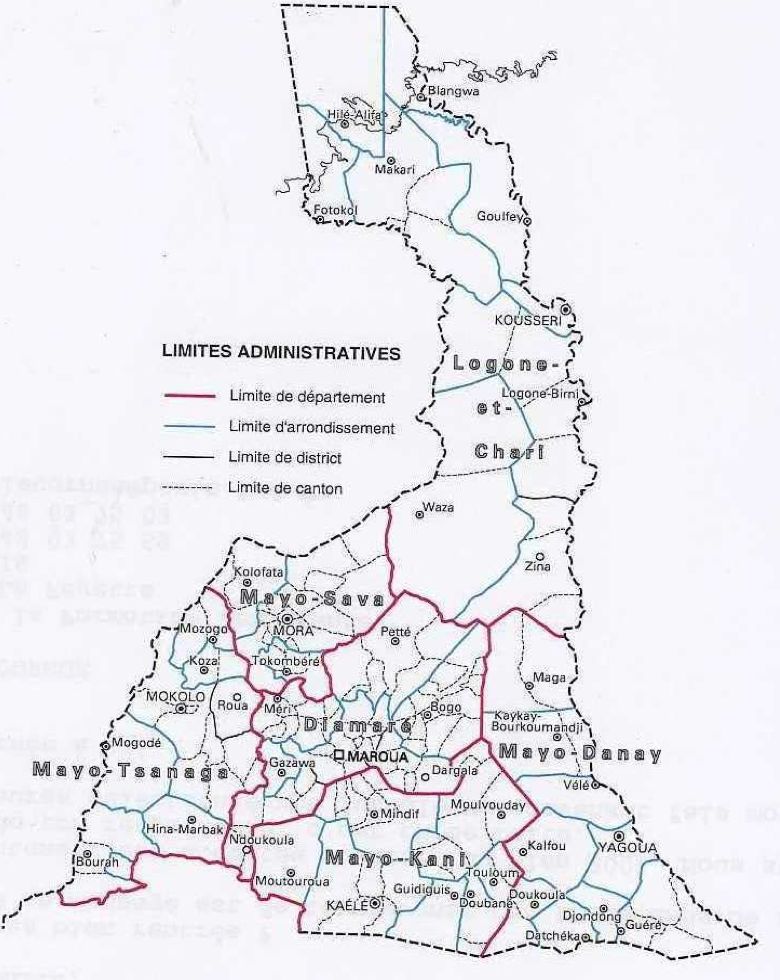 L'extrême nord du Cameroun. Source : Seignobos et Iyébi Mandjeck 2000, page 3.