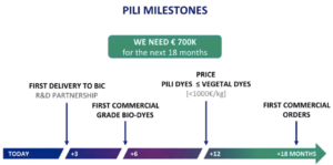 Diapositive issue du « investment pitch » de Pili lors du IndieBio EU Summer Party & Demo Dinner, le 12 août 2015.